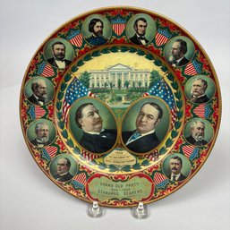Taft And Sherman Presidential Campaign Jugate Tin Chromolithographed Plate, 1908