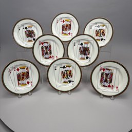 Set Eight Porcelain 'Casino' Plates, American Atelier, 20th Century