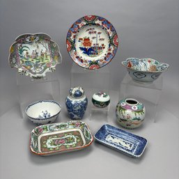Nine English And Asian Ceramic Decorative Wares, 19th And 20th Century