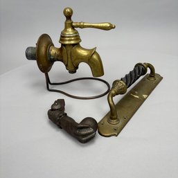 Three Household Brass And Iron Salvage Items, Late 19th-Early 20th Century