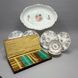 Group Of Porcelain Tablewares And Flatware Utensils, Late 19th And 20th Century