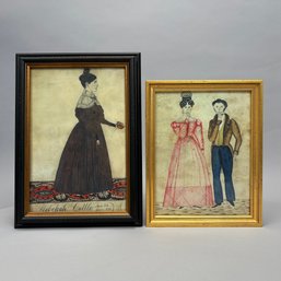 Two Photographic Copies, Portrait Of Rebekah Cottle Aft. Left-Handed Davis & Another Watercolor, 21st Century