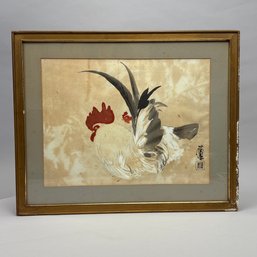 Takeuchi Seiho - Rooster And Hen Woodblock Print
