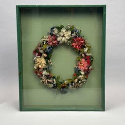 American Wool Work Floral Wreath, 1850-1870s