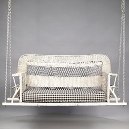 American White Wicker Porch Swing