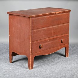 New England Pine Blanket Chest In Dark Red Paint, Mid-19th Century