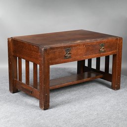 Arts & Crafts Oak Library Table, Early 20th Century