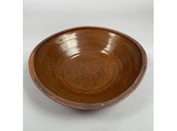 American Glazed Redware Large Bowl