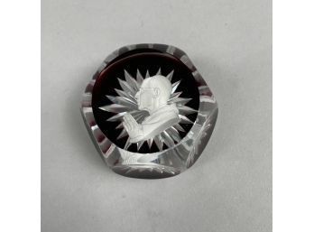 Baccarat Sulphide Overlay 'Pope Pius XII' Paperweight, 1959