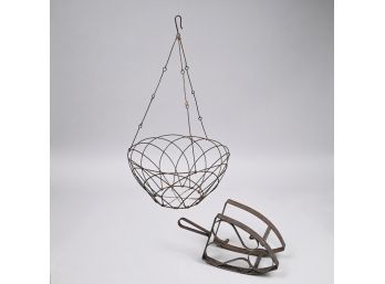Two Wrought-Metal And Wirework Wares, 19th Century