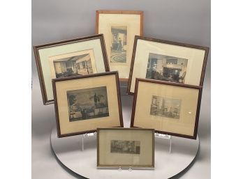 Wallace Nutting (American 1861-41). Six Hand-Tinted Platinotype Pictures, 1900-41