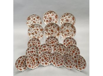 Group Of Chinese Export Porcelain Orange 'Sacred Bird & Butterfly' Plates