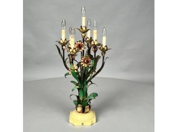 Continental Tole-Painted Seven-Light Girandole, Twentieth Century