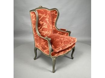 Louis XV Style Carved, Painted And Parcel-Gilt Fruitwood Bergere