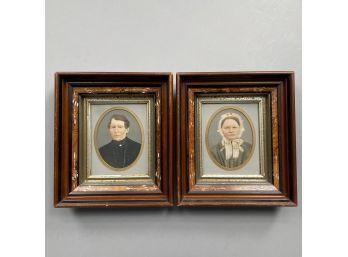 Pair Of American Hand-Colored Photographic Prints Depicting A Husband And Wife, Nineteenth Century