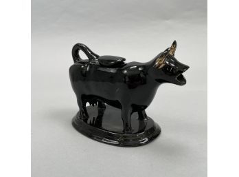 Jackfield Redware Black-Glazed Cow Creamer And Cover, Circa 1860