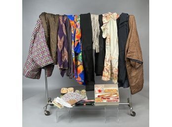Large Group Of Japanese Kimonos, Haori, Tabis, Shoes, Fans And Dressing Accessories