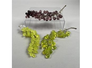 Three Art Glass Clusters Of Grapes, Twentieth Century