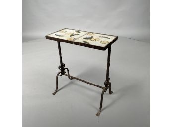 Modern Tile-Top Twisted Wrought-Iron Stand, Twentieth Century