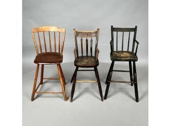 Child's Arrow-Back Windsor Highchair & Another