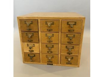 American Oak Twelve-Drawer Library Card Catalog Cabinet, Gaylord Brothers, Inc., Mid-Twentieth Century