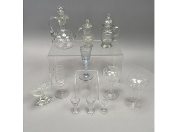 Group Of English And American Cut, Pressed And Etched Glass Tablewares, Eighteenth And Nineteenth Century