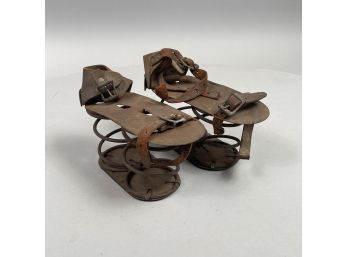 Pair Of American Leather And Metal 'Spring Shus,' Early Twentieth Century