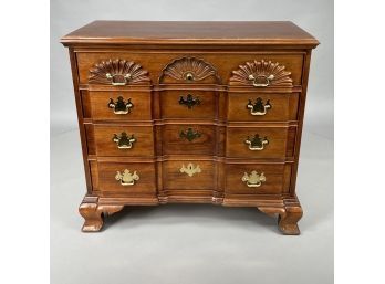 Custom Chippendale Style Mahogany Blocked Front Chest Of Drawers, Thomasville
