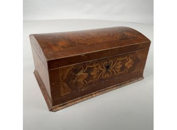 Continental Mahogany And Satinwood Marquetry Dome-Top Storage Box