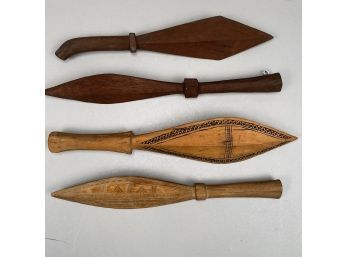 Four Ethnographic Wooden Spear Heads