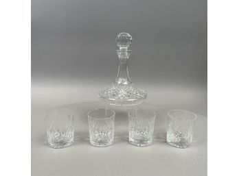 Waterford 'Alana' Cut-Glass Ship's Decanter And Set Of Four 'Marquis' Old Fashioned Glasses, Twentieth Century