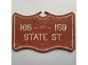 '165 - 159 STATE ST' Painted Wood Sign, Twentieth Century