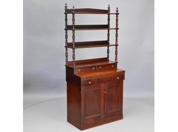 American Renaissance Revival Walnut Etagere Desk