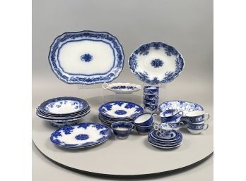 Group Of Staffordshire Ironstone Flow Blue Wares, Various Patterns And Makers, Nineteenth Century