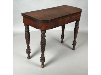 New England Sheraton Birch Card Table