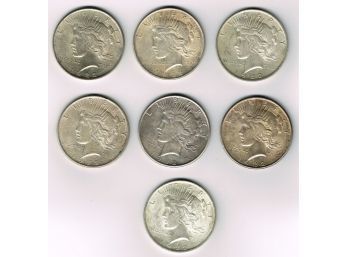 Seven 1922 Peace Silver Dollars