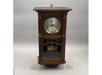 German Oak Wall Clock, Early Twentieth Century