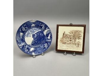 'The Old Man Of The Mountains' And 'Old Hancock House,' Two English Transfer-Printed Souvenir Wares , 20th C.