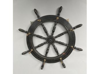 Ebonized-Wood Ship's Wheel Coat Rack