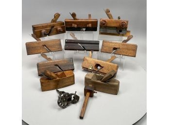 Ten American Oak, Walnut And Maple Planes And Molding Planes & A Gage, Nineteenth And Early Twentieth Century