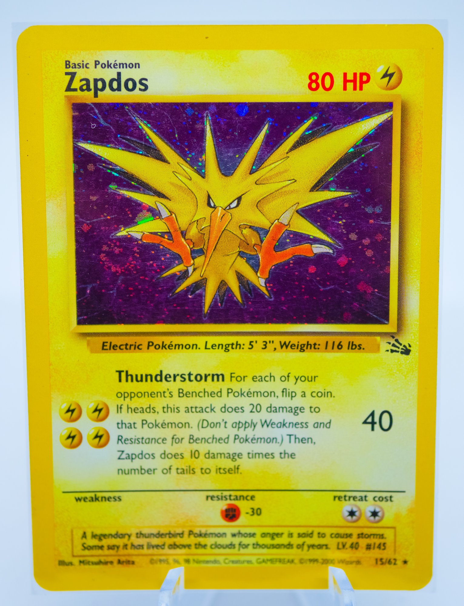holographic zapdos pokemon card Zapdos Pokemon Card Holographic Credit Card Skin main image 0