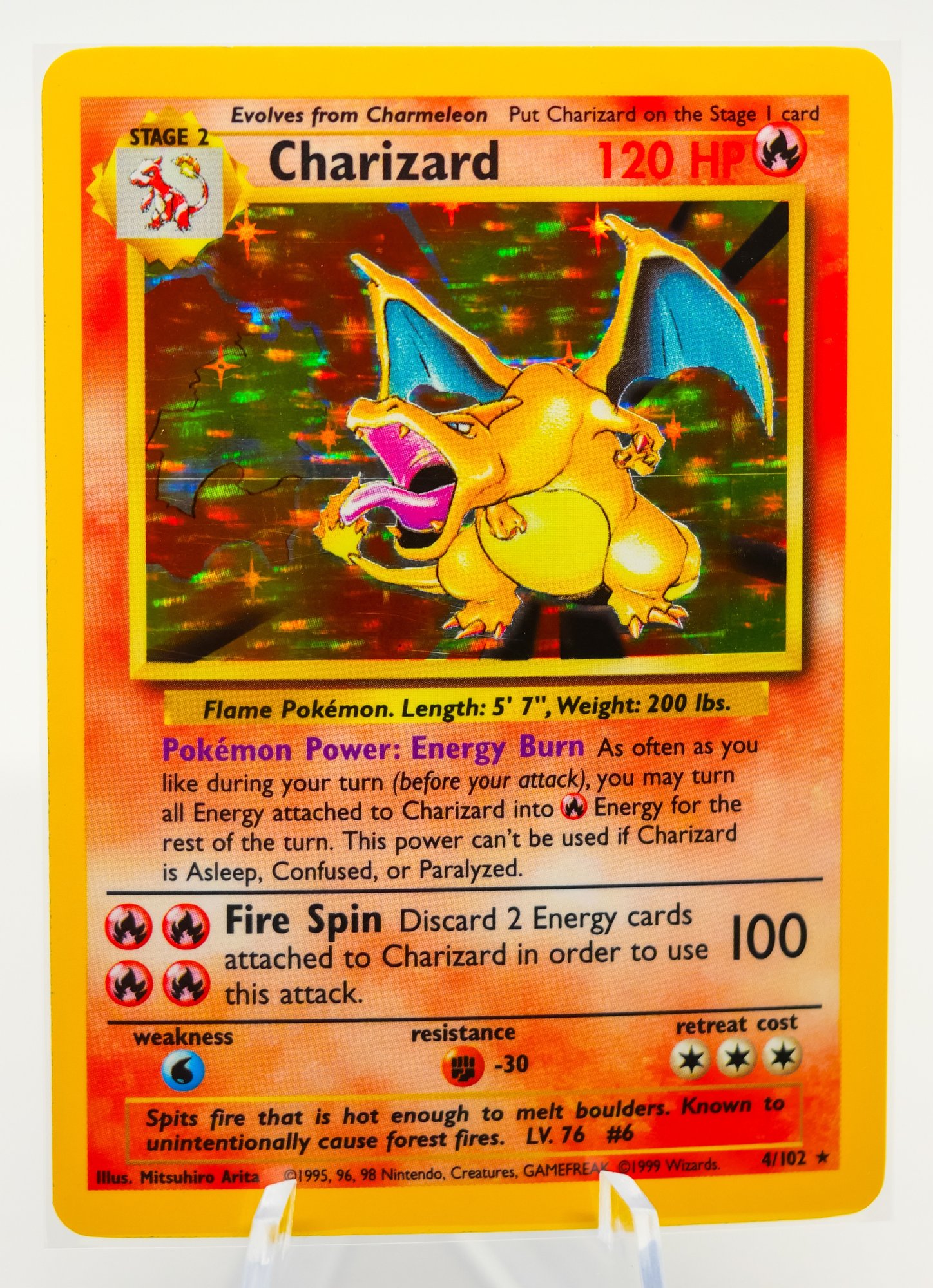 THE OG!!! Gorgeous BASE SET CHARIZARD Holographic Pokemon Card ...