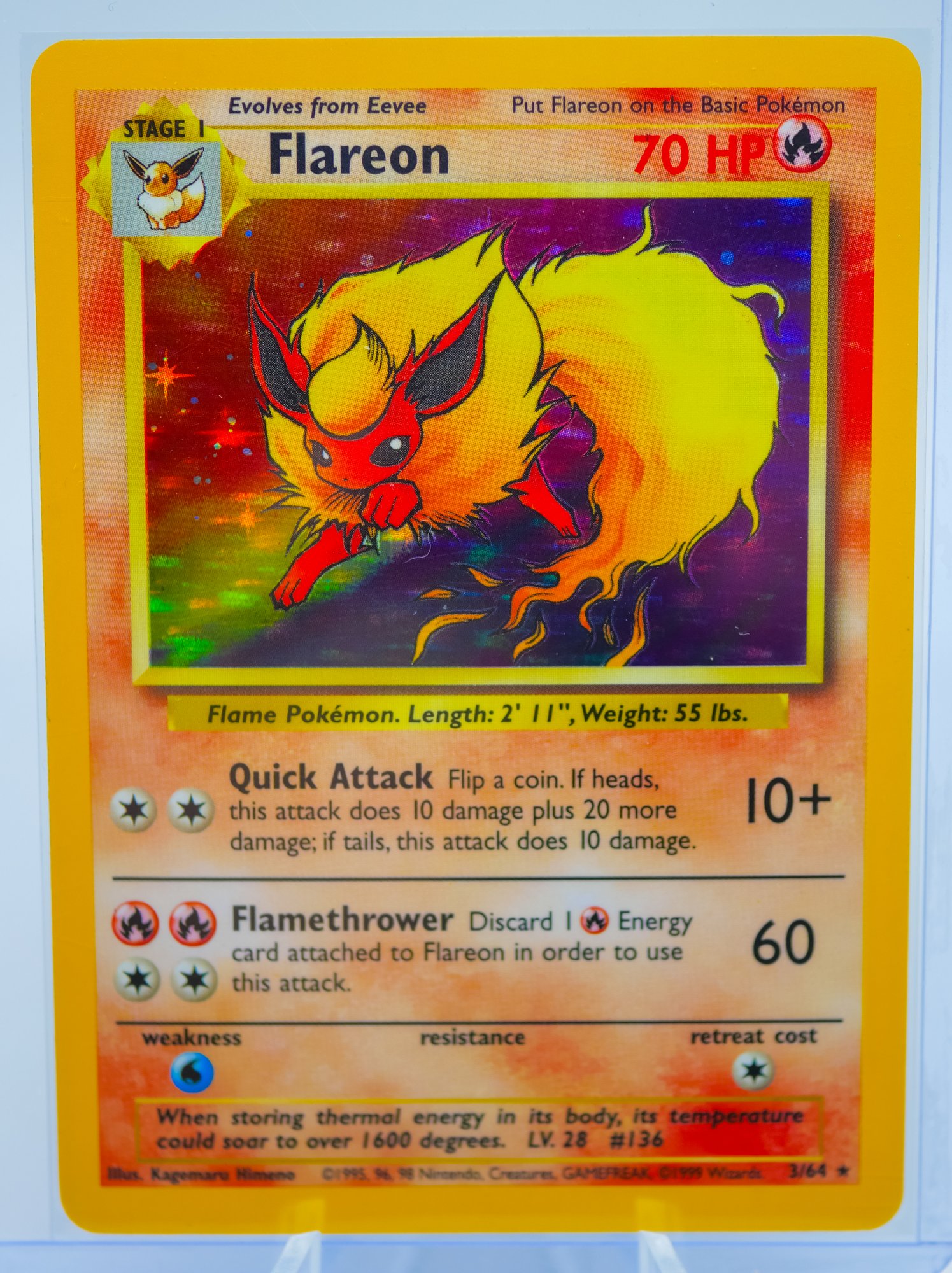 ULTRA RARE FLAREON *NO SET SYMBOL* "Jungle" Holographic Pokemon Card!!!!!  #5772 | Auctionninja.com
