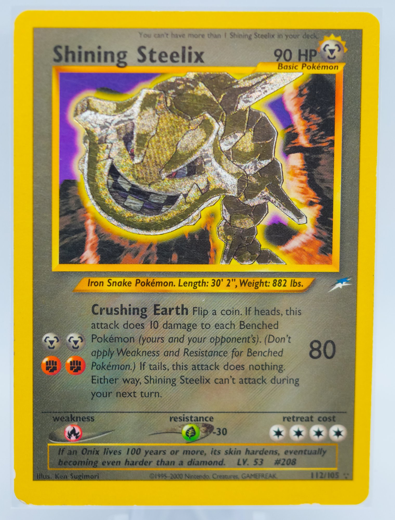 UNREAL SHINING STEELIX NEO DESTINY TRIPLE STAR RARE FOIL POKEMON