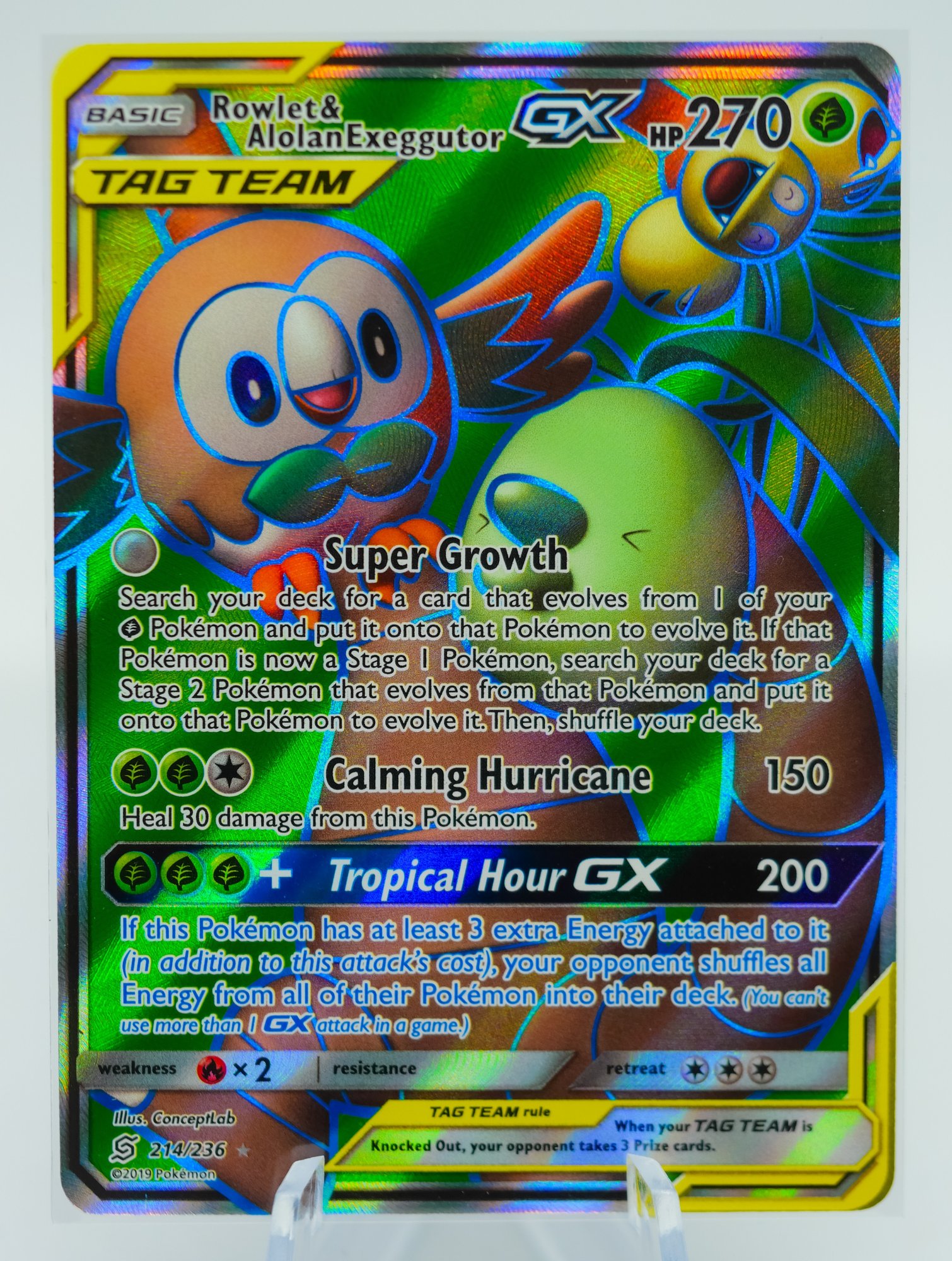 ROWLET & ALOLAN EXEGGUTOR GX Unified Minds Set Holographic Pokemon Card!!!!  #15581 | Auctionninja.com