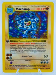 1ST ED MACHAMP SHADOWLESS Base Set Holographic Pokemon Card!!! (1)
