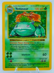 Lovely VENUSAUR SHADOWLESS Base Set Holographic Pokemon Card!!!
