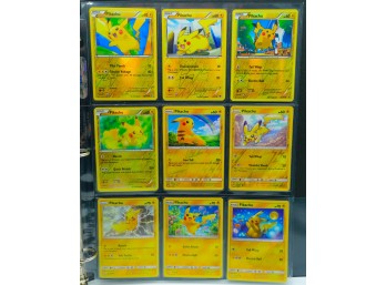 INVESTOR LOT OF 9 - PIKACHU MID-ERA REVERSE HOLOGRAPHIC POKEMON CARDS!!!