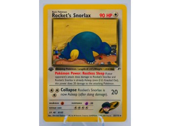 INSANE!!! 1ST ED ROCKET'S SNORLAX Gym Challenge Set RARE Pokemon Card!!!