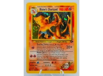 PSA-READY BLAINE'S CHARIZARD Gym Challenge Set Holographic Pokemon Card WITH HOLO SWIRL!!!